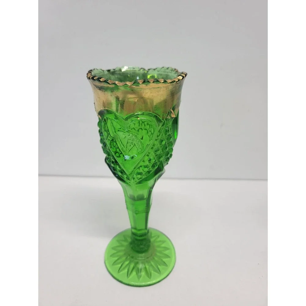 Antique Fair Memorabilia Souvenir Green Trumpet Vase 1907 Emerald Glass